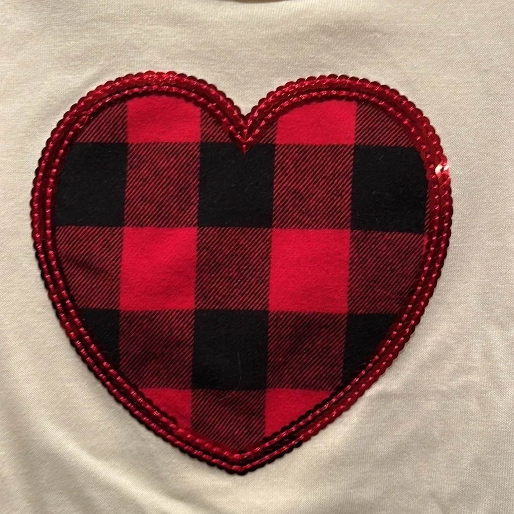 New Max Studio Girl’s Buffalo Plaid Check Heart 3 piece outfit NWT